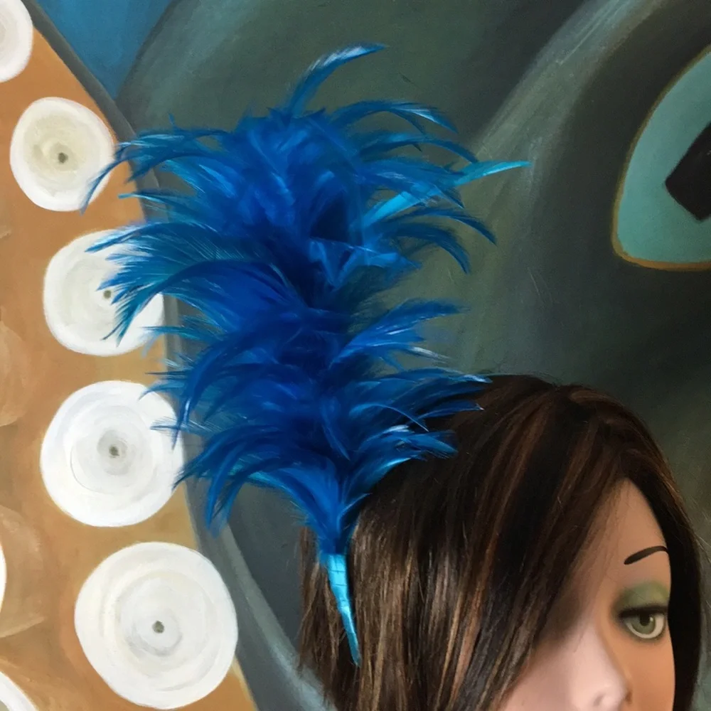 NWT Blue Feather Fascinator Headband - Picture 2 of 9